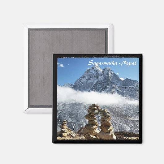 Ama Dablam & Rock Arch, Sagarmatha - Nepal Magneet (Voorkant / Achterkant)