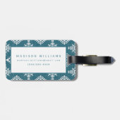 Amadora Blauwgroen Blue Pattern Bagagelabel (Achterkant horizontaal)