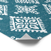 Amadora Blauwgroen Blue Pattern Poster (Hoek)