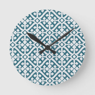 Amadora Blue Pattern Ronde Klok