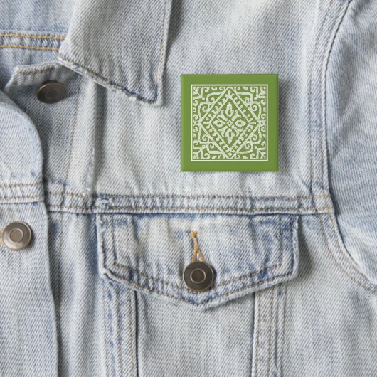Amadora Green Pattern Vierkante Button 5,1 Cm (In situ)