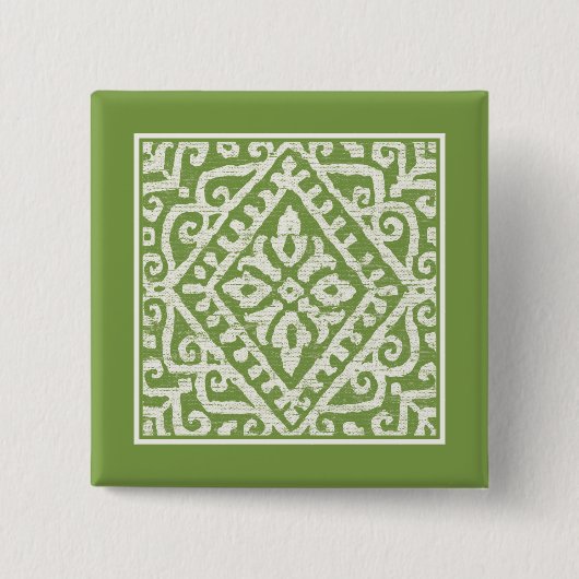 Amadora Green Pattern Vierkante Button 5,1 Cm (Voorkant)
