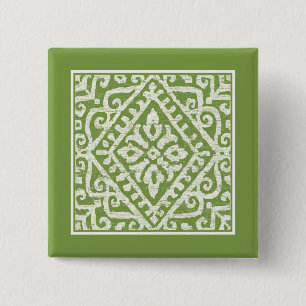 Amadora Green Pattern Vierkante Button 5,1 Cm
