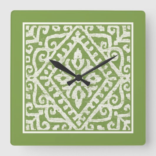 Amadora Green Pattern Vierkante Klok (Voorkant)