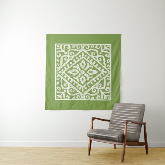 Amadora Green Pattern Wandkleed (In situ)