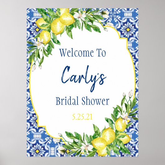 Amalfi Aquarelle Citron douche accueil Poster (Devant)