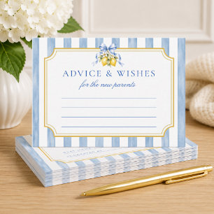Amalfi Blauwe Citroen Boog Baby Shower Advieskaart