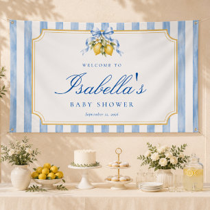 Amalfi Blauwe Strik Citrus Citroen Baby Shower Wel Spandoek