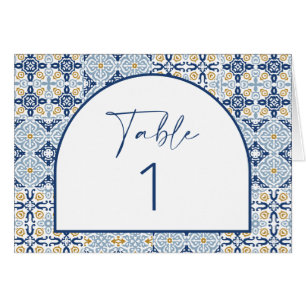 Amalfi Blue Tile Table Number Horizontale kaart