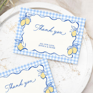 Amalfi Citroen Blauwe Gingham Bedankkaart