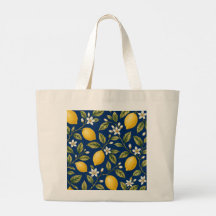 Amalfi Citroenboomgaard Blauwe Botanische Patroon 