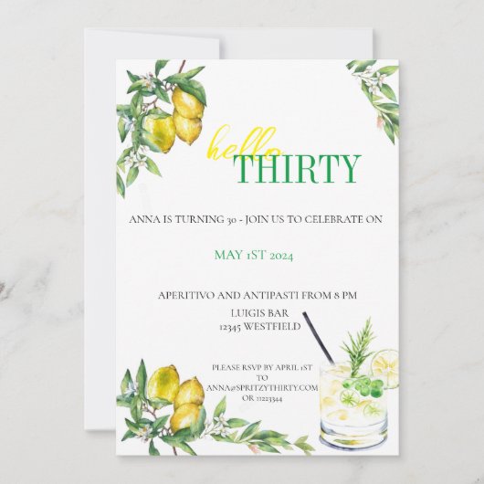 Amalfi Citrus Invitation - Birthday Kaart (Voorkant)