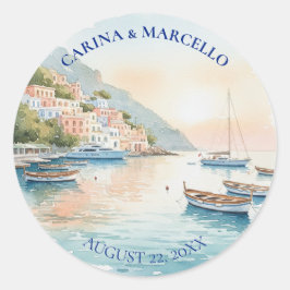 Amalfi Coast Amore Italy Destination Wedding Ronde Sticker