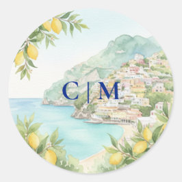 Amalfi Coast Amore Italy Wedding Ronde Sticker