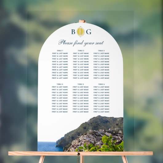 Amalfi Coast Arch Italy Wedding Seating Chart (Neutre)
