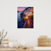 Amalfi Coast bij Dusk Art Print (Keuken)