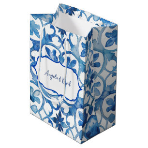Amalfi Coast Blauw Witte Tegels Italië Medium Cadeauzakje