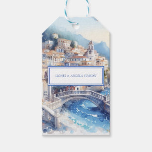 Amalfi Coast Blue Tegels Italië gepersonaliseerde Cadeaulabel