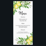 Amalfi coast citron floral menu de réception de ma<br><div class="desc">Notre carte de menu mariage au citron aquarelle est parfaite pour un mariage élégant. Le design moderne de style méditerranéen présente des fleurs blanches douces aux accents verts. Ce menu peut être utilisé pour une réception de mariage,  un dîner de répétition ou tout événement.</div>