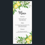 Amalfi coast citron floral menu de réception de ma<br><div class="desc">Notre carte de menu mariage au citron aquarelle est parfaite pour un mariage élégant. Le design moderne de style méditerranéen présente des fleurs blanches douces aux accents verts. Ce menu peut être utilisé pour une réception de mariage,  un dîner de répétition ou tout événement.</div>