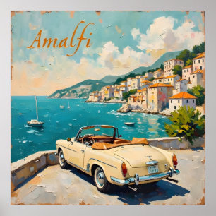 Amalfi Coast Classic: Retro olieverfschilderij Pos Poster