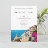 Amalfi Coast Destination Huwelijksuitnodiging Kaart (Staand voorkant)