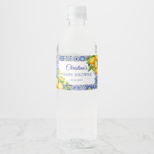 Amalfi Coast Italiaans Baby shower Waterfles Etiket (Voorkant)