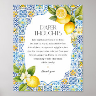 Amalfi Coast Italiaans Luier Gedachten Baby shower Poster