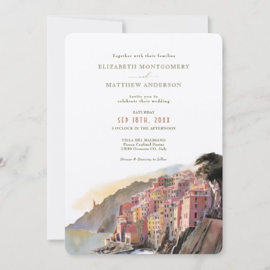 Amalfi Coast Italie Destination Mariage Invitation (Devant)