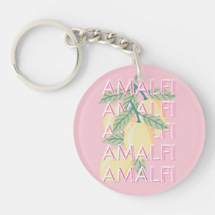 Amalfi Coast, Italië, Reiskunst, Preppy, Roze Sleutelhanger