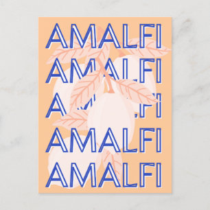Amalfi Coast, Italië Reiskunst, Preppy, Sinaasappe Feestdagenkaart