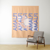 Amalfi Coast, Italië Reiskunst, Preppy, Sinaasappe Wandkleed (In situ)