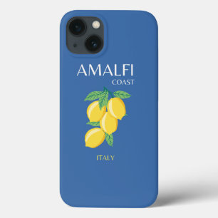 Amalfi Coast, Italië, Reiskunst, Retro, Blauw iPhone 13 Hoesje