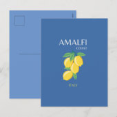 Amalfi Coast, Italië, Reiskunst, Retro, Blauw Feestdagenkaart (Voorkant / Achterkant)