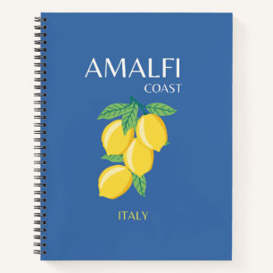 Amalfi Coast, Italië, Reiskunst, Retro, Blauw Notitieboek
