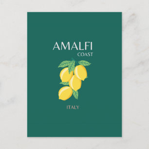 Amalfi Coast, Italië, Reiskunst, Retro, Groen Feestdagenkaart