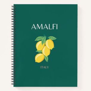 Amalfi Coast, Italië, Reiskunst, Retro, Groen Notitieboek