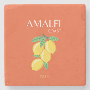 Amalfi Coast, Italië, Reiskunst, Retro, Oranje Stenen Onderzetter