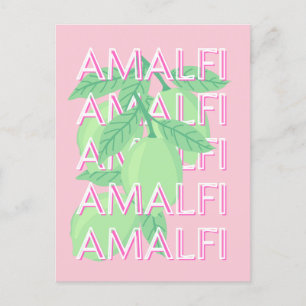 Amalfi Coast, Italië Reiskunst, Roze Briefkaart