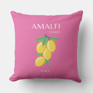 Amalfi Coast, Italië, Reiskunst, Roze, Preppy Kussen