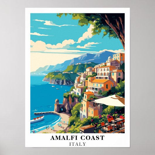 Amalfi Coast Italië Reizen Retro Poster (Voorkant)