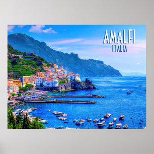 Amalfi Coast Italië Reizen Retro Poster