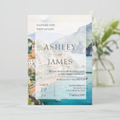 Amalfi Coast Italie Skyline Faire-part de mariage (Debout devant)