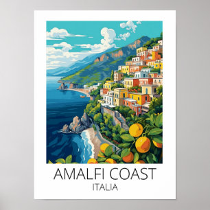 Amalfi Coast Italië Vintage Reizen Poster