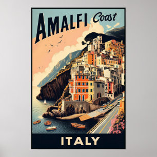 Amalfi Coast Italië Vintage Travel Poster