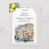 Amalfi Coast Italië Waterverf Bestemming Bruiloft Menu (Voorkant)