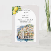 Amalfi Coast Italië Waterverf Bestemming Bruiloft Programma (Voorkant)