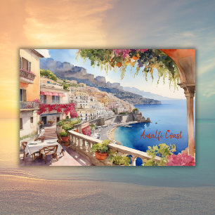 Amalfi Coast Italië Waterverf Sketch Poster