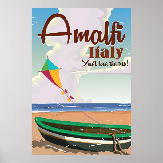 Amalfi coast Italy Vintage travel poster print (Devant)