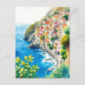 Amalfi Coast Italy Watercolor Italian Coastal Briefkaart (Voorkant)